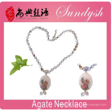Bijoux de style chinois Unique collier de perle blanche Agate à la main